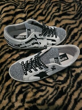 Golden Goose-inspired Silver Glitter Super Star Sneakers